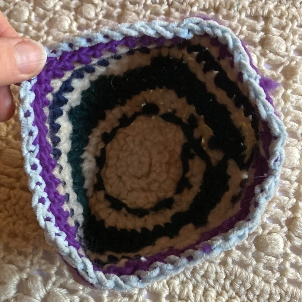 Hand crochet thick beanie with spiral fir child